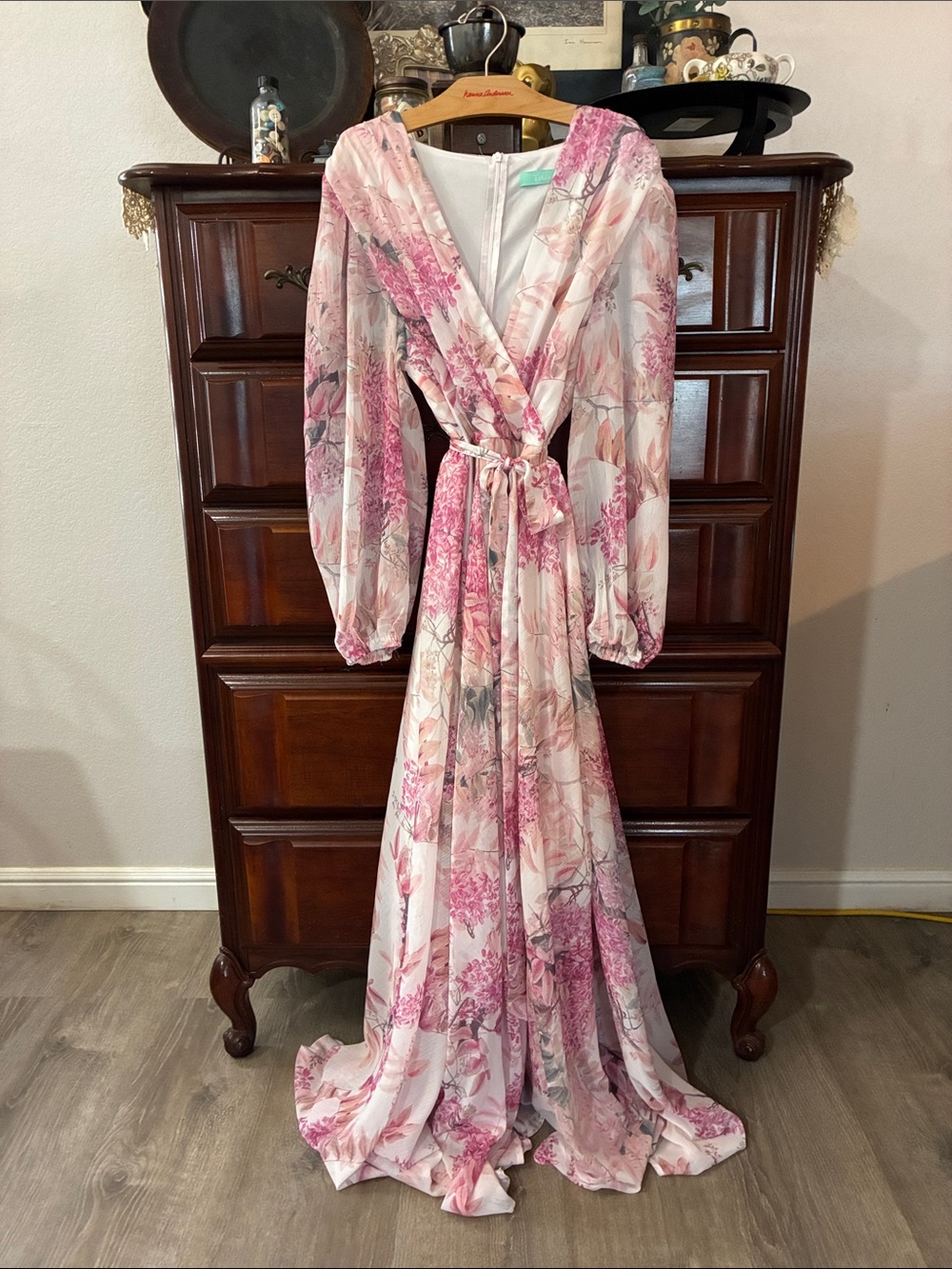 TOLEEN Floral Print Chiffon Maxi Dress Size Large